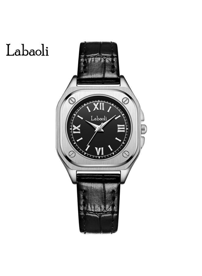 Labaoli 32mm Small-Square Genuine-Leather Quartz Watch, 9mm Slim, 3ATM Water Resistant, Ladies Vintage Gift - Image 3